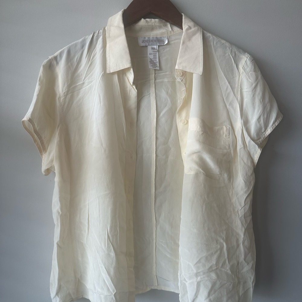 Vintage Jones New York Ivory Silk Blouse Size 12